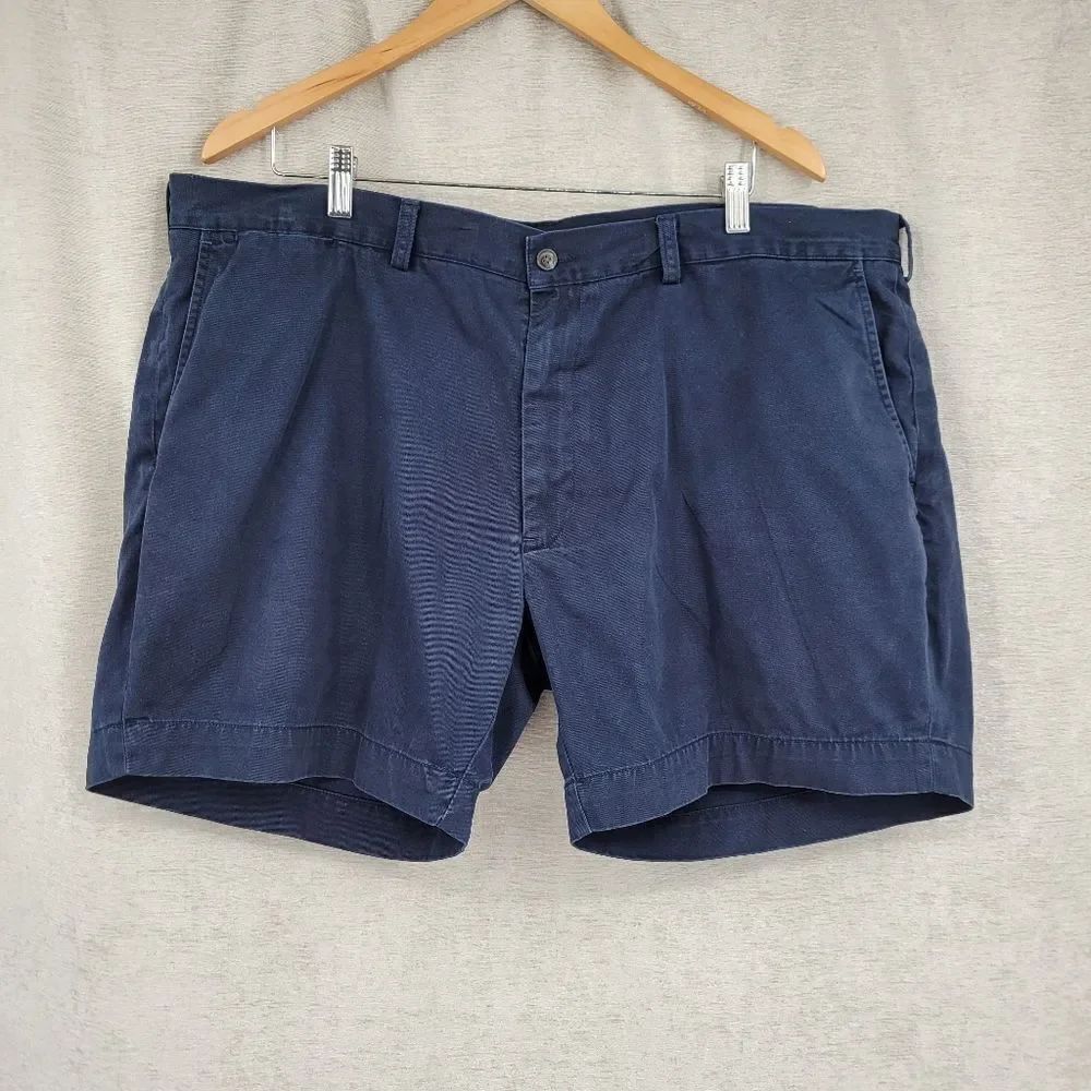Polo Ralph Lauren Classic Fit Chino Blue Flat Front Shorts 6" Inseam Cotton